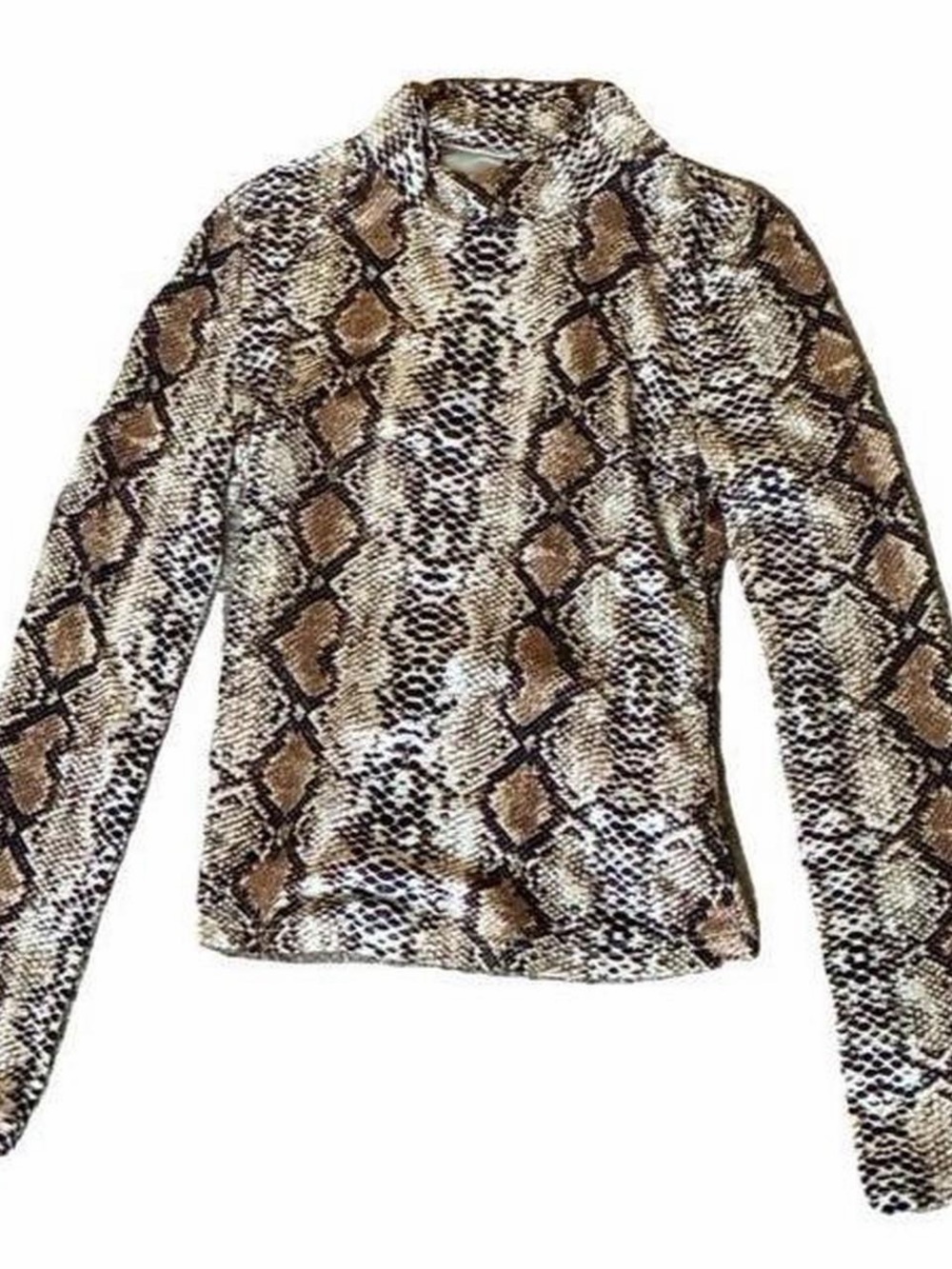 women’s long sleeve snakeskin graphic print top